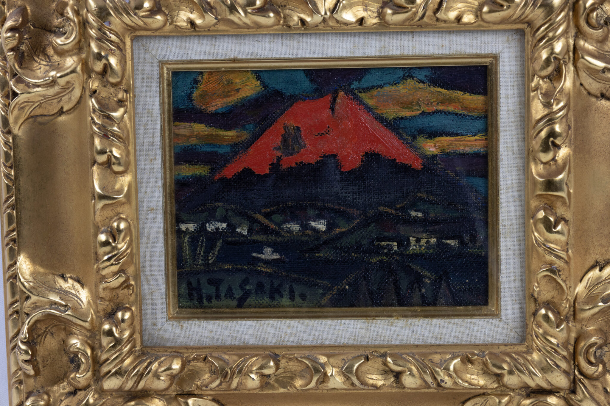 【別倉庫からの配送】 H.TASAKI 田崎広助 風景画 「朝焼けの富士」油彩風印刷 絵画